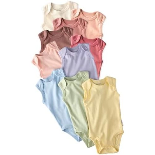 Butterblu Sam 10-Pack Sleeveless Bodysuits​ 100% Organic Cotton for Baby Boys & Girls