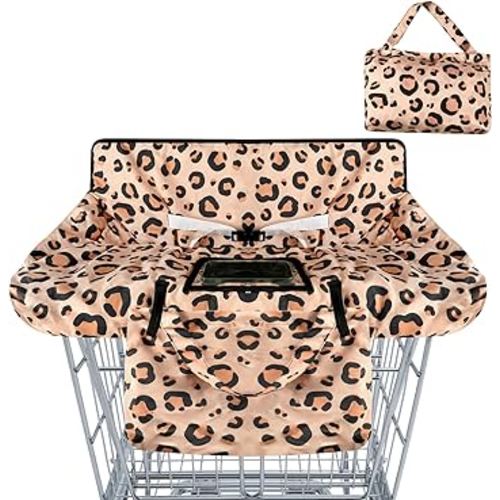 2-in-1 Shopping Cart Cover for Babies Soft Padded Grocery Cart Cover for Baby Boy Girl - Yellow Leopard Texture Pattern, Soft Padded, Safety Harness - Protect and Comfort Your Baby While Shopping