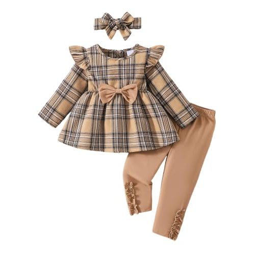 Toddler Baby Girl Clothes Infant Girl Outfits Fall Ruffle Floral T-Shirt Top Pants Set Winter Spring Clothes