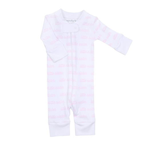 Magnolia Baby Girl - Little Sister Print Zip Pajamas