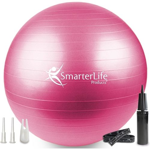 SmarterLife Exercise Ball Yoga Ball for Fitness, Balance, Stability, or Pregnancy, Gym Ball for Core Workout, Physical Therapy, Yoga Ball Chair for Office, Anti-Slip Anti-Burst
