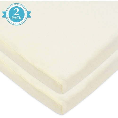 American Baby Company 15" x 33" Fitted Bassinet Sheet, 100% Natural Cotton Jersey Knit, Cream, Soft Breathable, Pack of 2