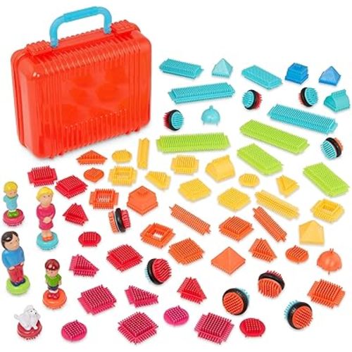 Battat Bristle Blocks Big Value Case, 85-Piece Building Blocks, Playset