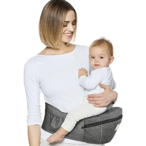 Baby Carrier with Hip Seat, Ergonomic Front Carrier for Newborns & Toddlers, Adjustable Waistband with Strong Support, Large Pocket Design, Grey