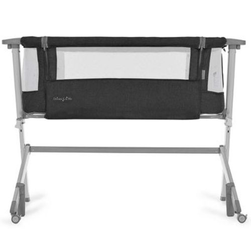 Dream On Me Skylar Bassinet & Bedside Sleeper, Adjustable Height, Mesh Sides, Plush Mattress, Wheels w/ Locks, Compact Fold & Travel Bag – Black