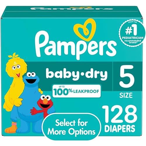 Pampers Baby Dry Diapers - Size 5, 128 Count, Absorbent Disposable Diapers