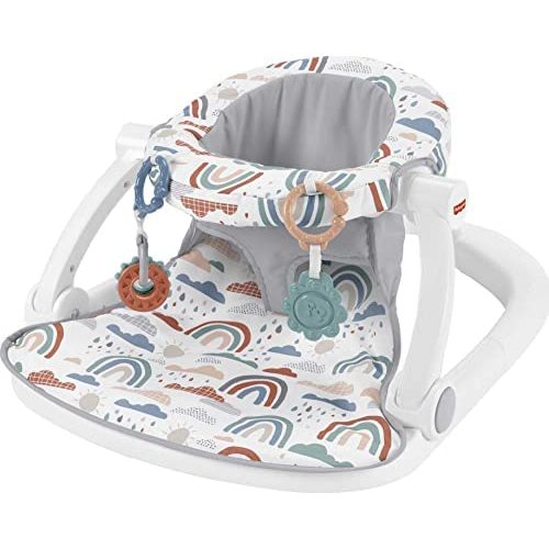Fisher-Price Sit-Me-Up Floor Seat – Rainbow Showers, Portable Baby Chair with Toys [Amazon Exclusive]