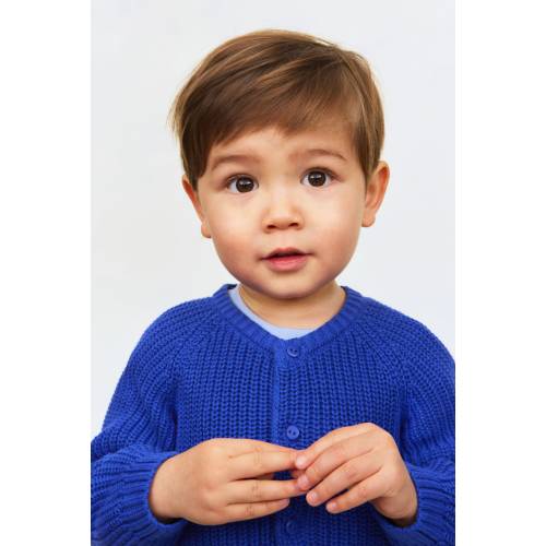 PATENT-KNIT COTTON CARDIGAN