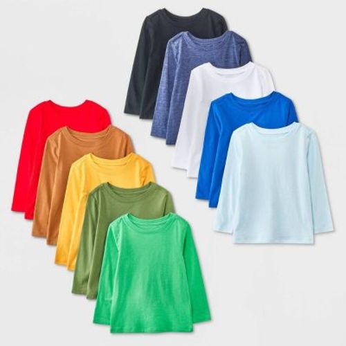 Toddler Boys' 10pk Long Sleeve Solid T-Shirt - Cat & Jack™
