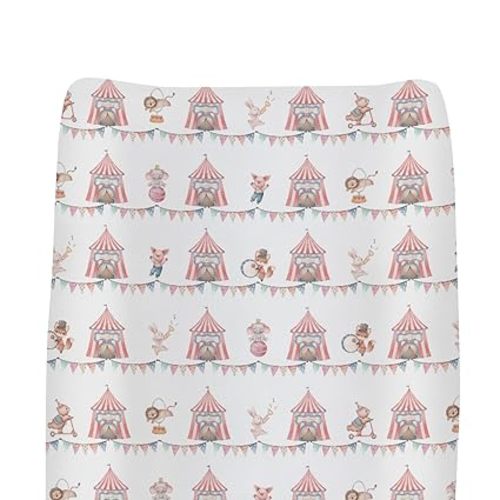 Watercolor Circus Animals Baby Changing Pad Covers for Boys Girls Lion Elephant Bear Bunny Pig Fitted Change Table Covers Mats Fantastic Zoo Animals Soft Diaper Changing Table Sheets 32''×16''