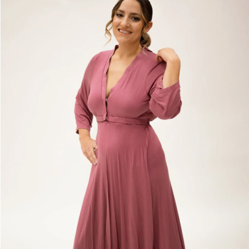 Lila Labor & Postpartum Gown in Dusty Rose