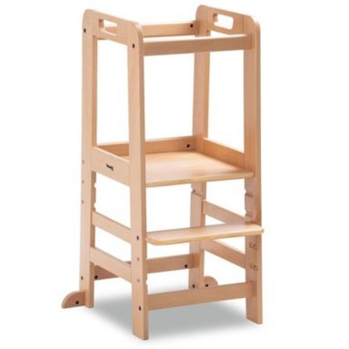 hauck Learn N Explore Montessori Toddler Tower, Wooden Kitchen Stool, Natural