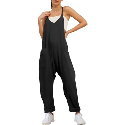 Trendy Queen Womens Jumpsuits Casual Summer Onesie Rompers Sleeveless Loose Baggy Overalls Jumpers with Pockets 2024 Clothes