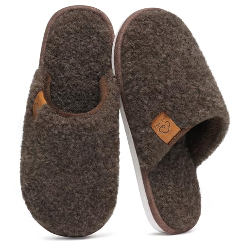 Evshine Women's Fuzzy Slip-on Slippers Comfy Lightweight Indoor House Scuff Slippers Closed Toe Soft Memory Foam Shoes