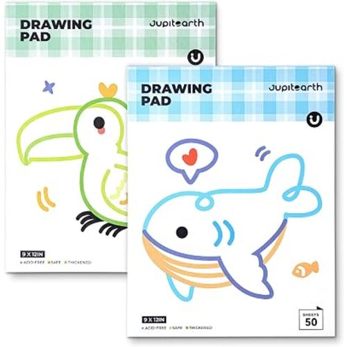 JUPITEARTH Blank Drawing Paper for Kids 9x12 Inch 2-Pack 100 Sheets