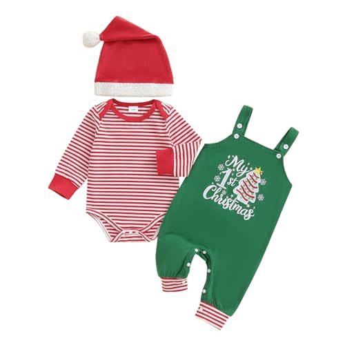 Newborn Baby Boy 1st Halloween Outfit Stripe Long Sleeve Romper Pumpkin Overall Pants Hat Set 3Pcs Fall Clothes