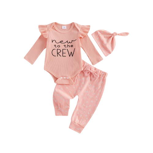 Binshrliy 3pcs Newborn Fall Outfits Baby Girl Pants Set Long Sleeve Romper Tops + Floral Leggings + Hat 3M 6M Infant Casual Clothes