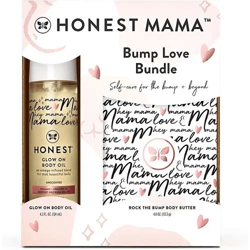 The Honest Company Honest Mama Body + Belly Bump Love Bundle | Moisturizing, Plant-Based Oil + Stretch Mark Butter Cream