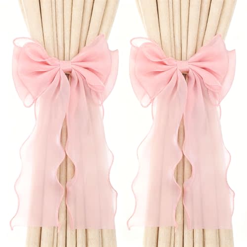 2 Pack Bow Curtains, French Silk Holdbacks Curtain Tiebacks | Elegant Decorative Curtain Strap, for Home, Bedroom, Offices, Dining Rooms, Wedding Party Décor
