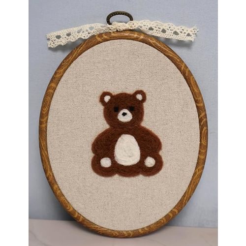 Needle Felted Bear Nursery Wall Decor Wall Art Decorative Artwork for Boy Girl Nursery Living Room Home Decor 7.5 INCH