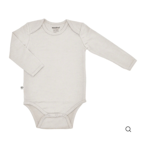 Baby Bodysuit, Long Sleeve, Merino Wool, Oat