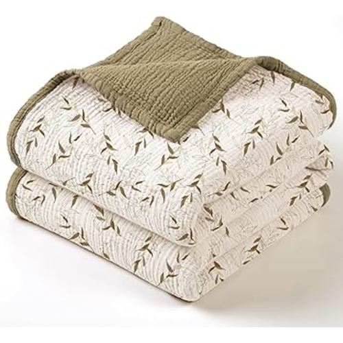 lulumoon Muslin Baby Blanket for Boy: Cotton Toddler Blanket - Soft Lightweight for Nursery & Daycare 47"× 47"(Brown Branches)