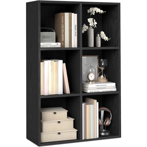VASAGLE Custos Collection - Bookshelf, Bookcase, Cube Shelf with 6 Compartments, 9.4 x 25.8 x 38.6 Inches, Storage Shelf, for Living Room, Home Office, Dining Room, Ebony Black ULBC423B01