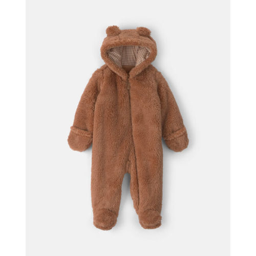 Baby Bear Teddy Fleece Long-Sleeve Jumpsuit - Brown | Carter's
