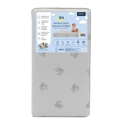 Serta Perfect Start Deluxe Limited Dual Sided Baby Crib Mattress and Toddler Mattress, GREENGUARD Gold Certified, Firm Support, Waterproof, 7 Year Warranty, Made in USA