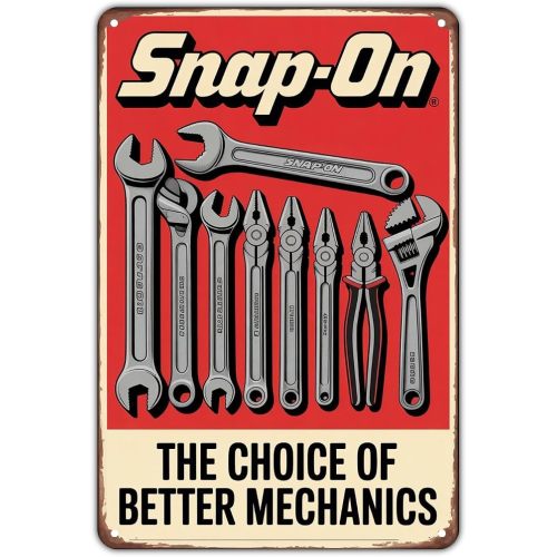 SnapOn Tools Mechanic Tools tin sign Vintage SnapOn Garage Tools Metal Sign Print Aesthetic for Garden Yard Bar Porch Home Bedroom Kitchen Wall Decor Decor Gift 8 x 12 inch