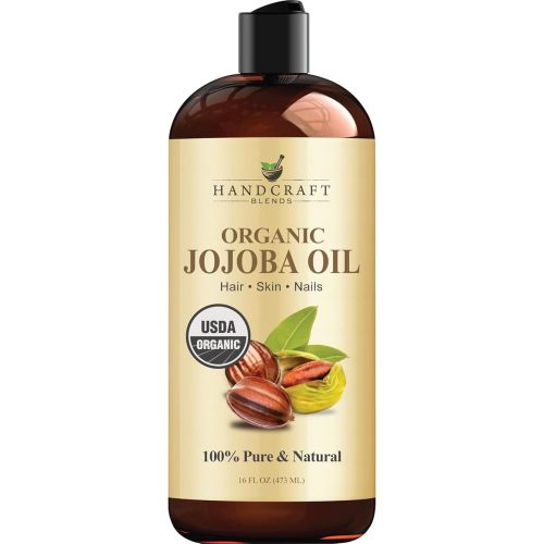 Handcraft Blends USDA Organic Jojoba Oil | Cold-Pressed | 16 Fl Oz | 100% Pure & Natural | for Hair, Skin & Face | Premium Grade Carrier Oil | for Massage & Aromatherapy | Hexane-Free