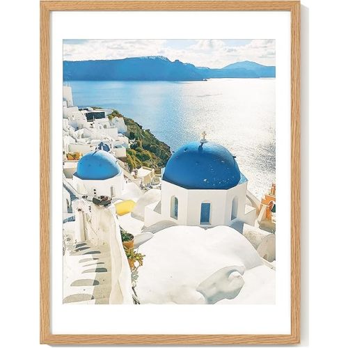 Axeman 18x24 Poster Frame with Mat for 16x20, Solid Oak Wood Picture Frame with Tempered Glass, Wooden 18''x24'' Minimalist Photo Frame with Free Wall Hooks for Art Photo and Prints, Natural