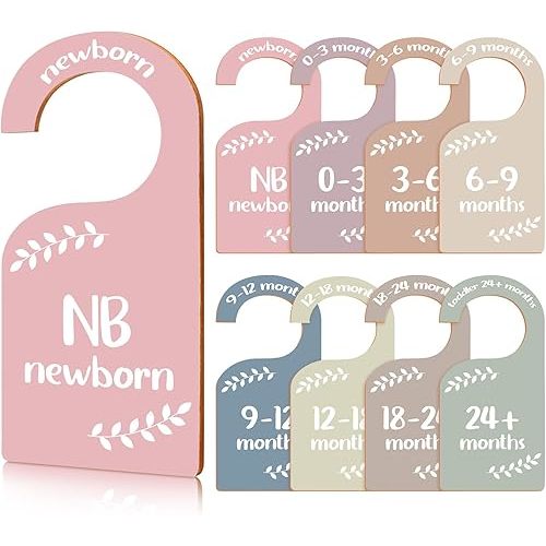 Wooden Baby Closet Dividers, 8 Pcs Double-Sided Baby Clothes Organizer from Newborn to 24 Month, Baby Clothes Dividers for Baby Room, Nursery, Daycare Wardrobe