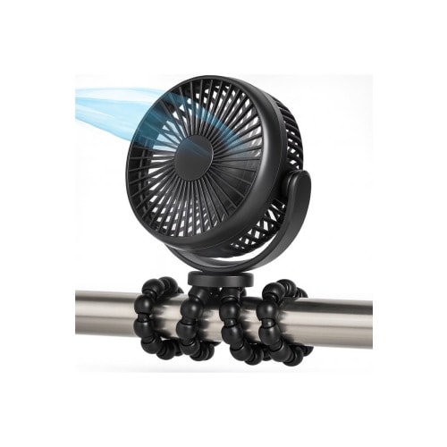 Portable Stroller Fan 3 Speed Rechargeable Flexible Tripod Clip-On Fan with Rotatable Design