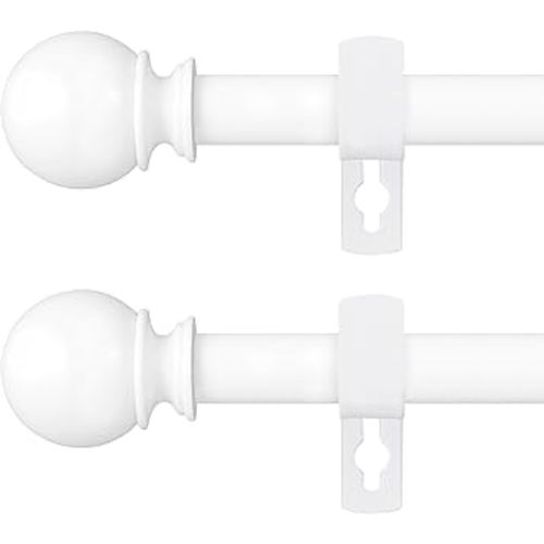 White Curtain Rods for Windows 28 to 48 Inch, 5/8" Diameter Heavy Duty Metal Adjustable Small Curtain Rod With Bracket(2.3-4 Feet)