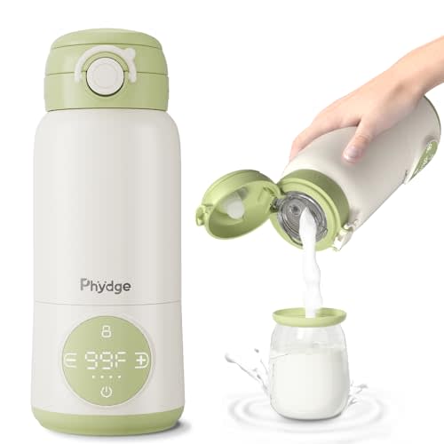 Phydge Portable Bottle Warmer for Travel, 450mL/15oz Large Capacity Baby Bottle Warmer for Baby Formula,Portable Milk Warmer with Fast Heating Long Battery Life