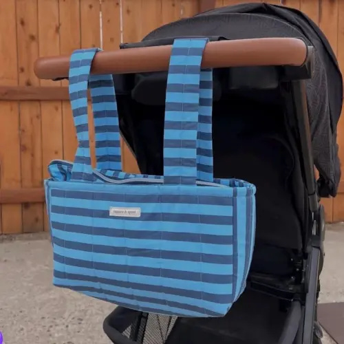 Stripe Stroller Bag - Blue and Navy