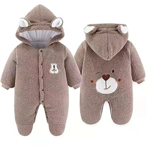 XIFAMNIY Newborn Fleece Footie Jumpsuit Hooded Warm Thicken Winter Outwear Snowsuit for Baby Girls and Boys
