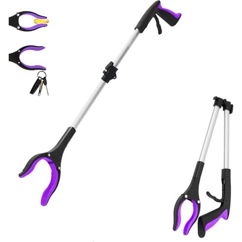 32 inch GrabRunner Heavy Duty(up to 10 lbs) Reacher Grabber Tool with Strong Magnetic (Purple(1Pack))