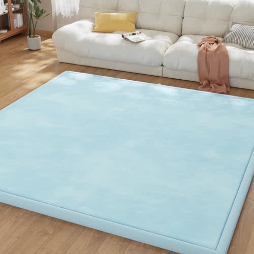 Baby Play Mat for Floor, 1.3'' Thick Memory Foam Tummy Time Mat - Super Soft Coral Velvet Nursery Rug with Non-Slip Backing, Crawling Rug for Toddlers/Infants, Yoga & Tatami Use, 79''x 118''