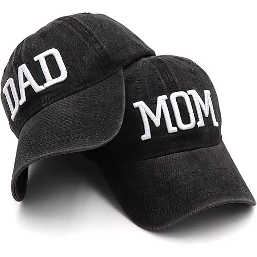 Mom and Dad Hats Fathers Day Mom Dad Gifts Hat Embroidered Adjustable Baseball Caps New Parents Gifts for Couples