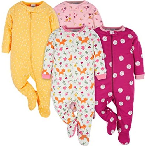 Onesies Brand Baby Girls 4-Pack Sleep 'N Play Footies Multi Pack