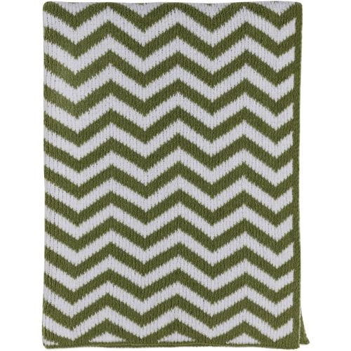 Living Textiles Chenille Knitted Blanket - Sage Chevron