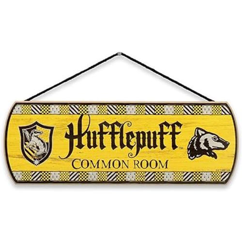 Harry Potter Hufflepuff Common Room Hanging Wood Wall Decor - Fun Hufflepuff Sign for Teen Bedroom or Movie Room
