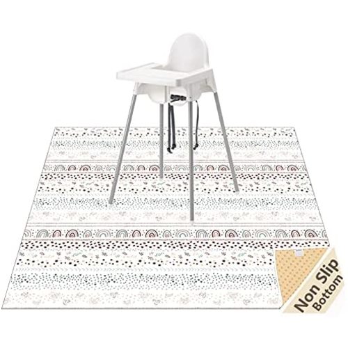 Splat Mat for Under High Chair/Arts/Crafts, WOMUMON Washable Spill Mat Waterproof Anti-Slip Floor Protector Splash Mat, Messy Mat and Table Cloth