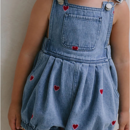 HEART DENIM ROMPER