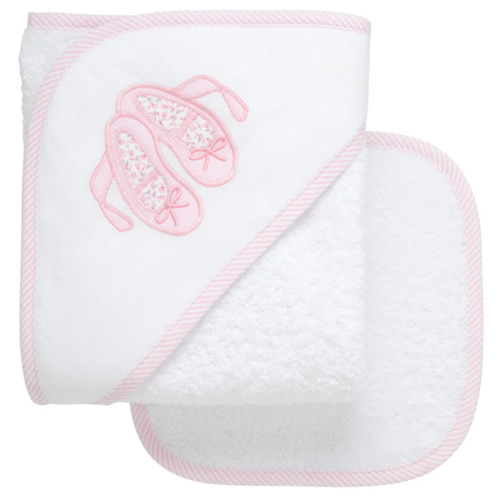 Ballet Applique Hooded Towel & Washcloth Set