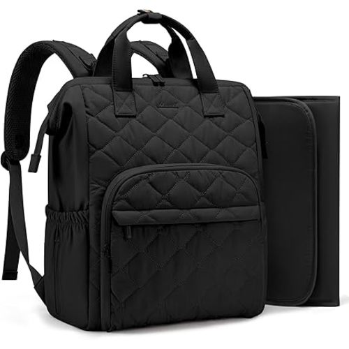 LOVEVOOK Small Diaper Bag Backpack, Mini Baby Bag for Girl Boy with Changing Pad, Diaper Backpack for Mom Dad with Stroller Buckles, Black