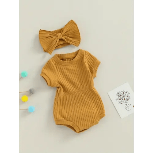 2pcs baby girls summer outfits solid color short sleeve - Temu