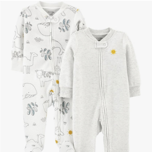 Simple Joys3-6 mo by Carter's Baby Boys' 2-way Zip Thermal Footed Sleep and Play, Pack of 2